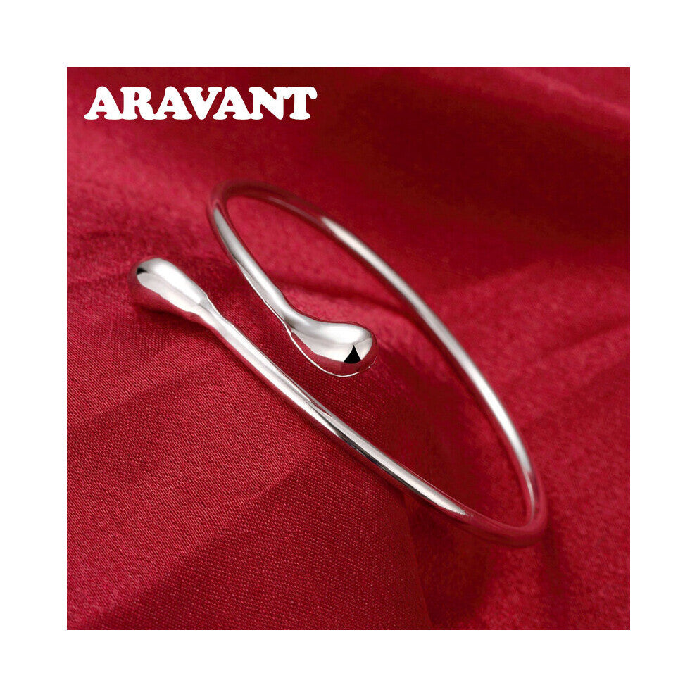 925 Silver Smooth Water Drop Bangle For Women Cuff Bracelets&Bangles Wedding Party Jewelry