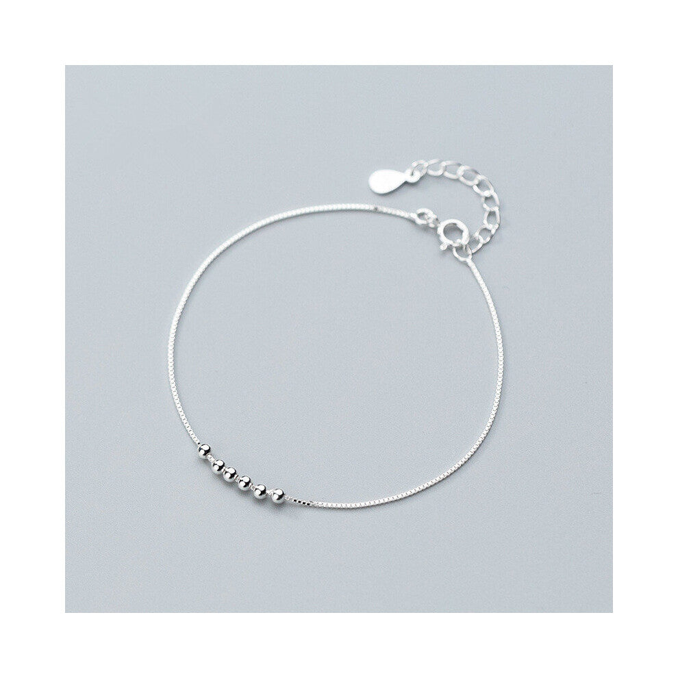 Real 100% 925 Sterling Silver Minimalist Geometric Bead Chain Charm Bracelets&Bangle For Women Party Jewelry Gift