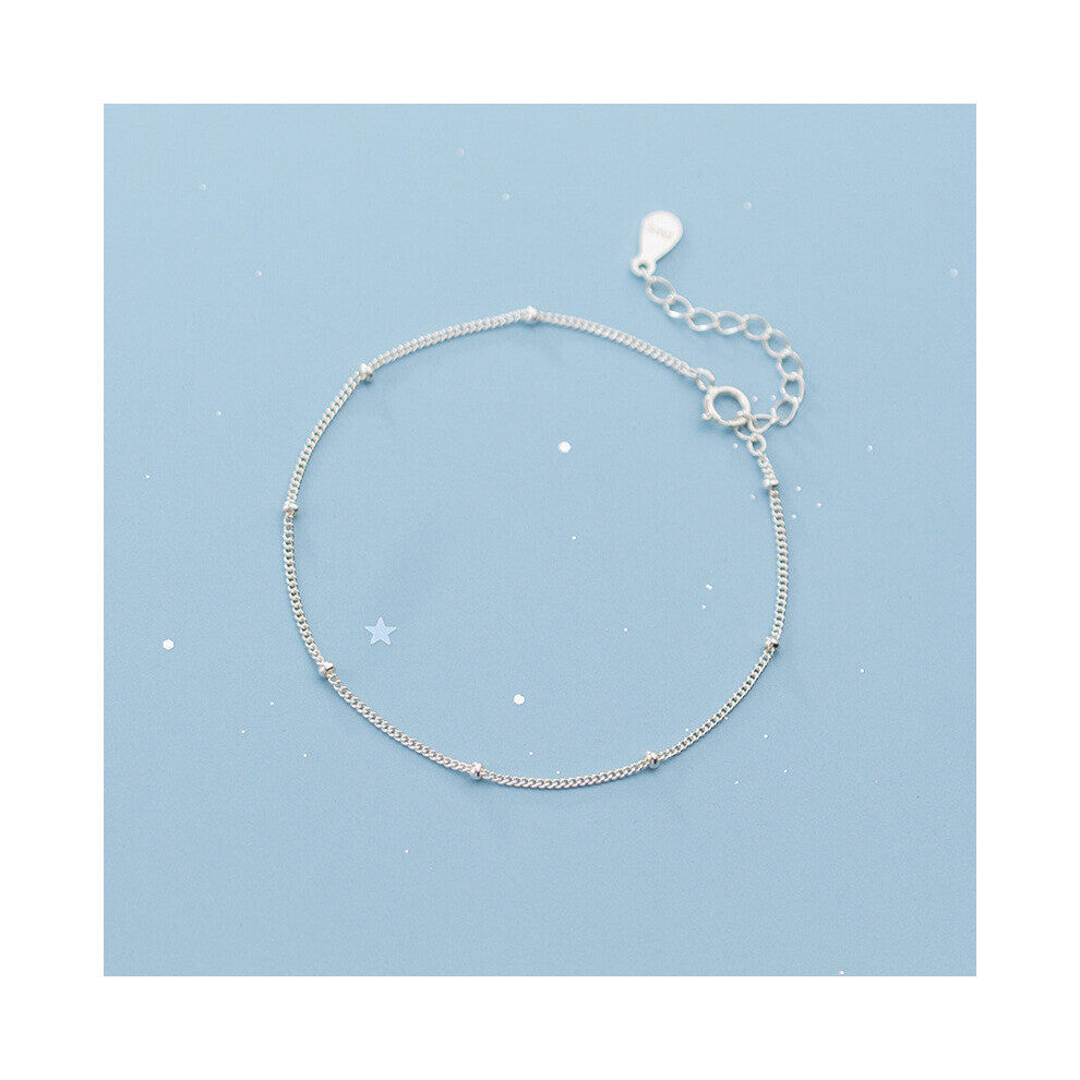 Real 925 Sterling Silver Minimalist Glossy Beads Link Chain Bracelets For Women Party Girl Ethnic Jewelry Gift