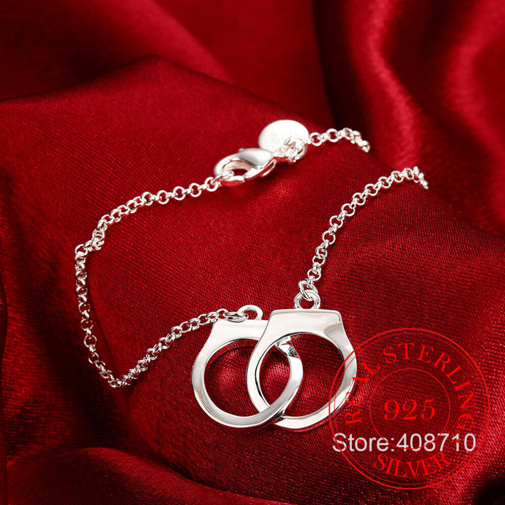 Freedom Charm Handcuff Bracelets For Women 925 Sterling Silver Statement Fine Jewelry Ankle Bracelet For Kids Girl