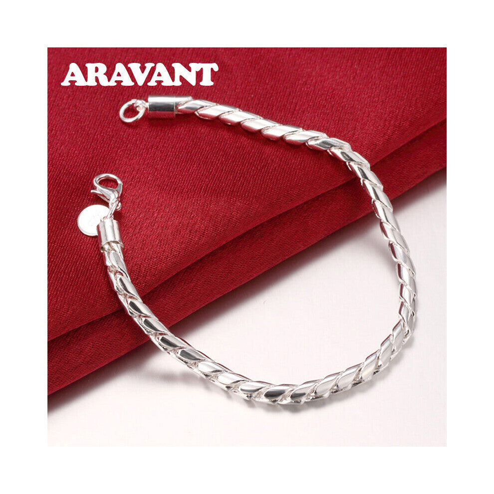 4MM Twist Chains Silver 925 Bracelets&Bangles For Women Top Jewelry