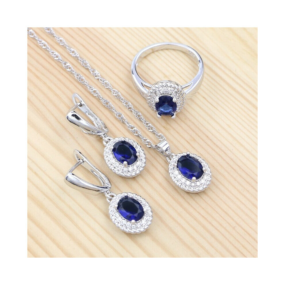 925 Sterling Silver Jewelry Sets For Women Cubic Zirconia Classic Jewelry Necklace-Earrings-Pendant-Ring Set