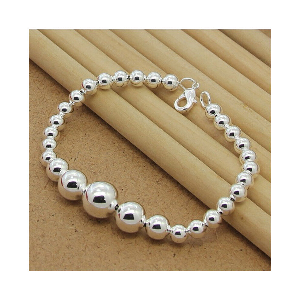 925 Sterling Silver Bracelet Glossy Bead Silver Chain for Woman Charm Jewelry Bracelet Gift