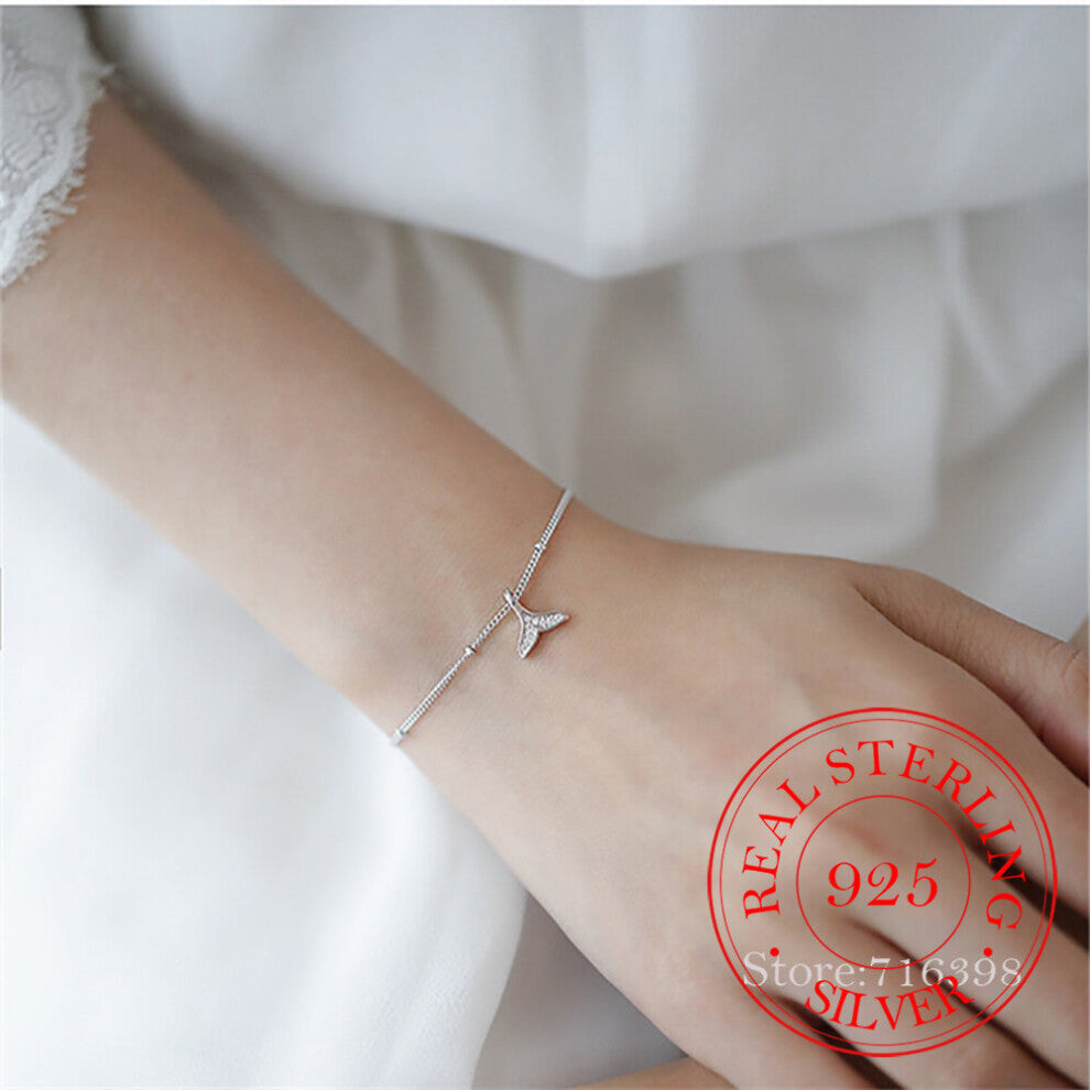 925 Sterling Silver Prevent Allergy Crystal Charm Bracelet&Bangle For Women Girl Wedding Christmas Jewellery