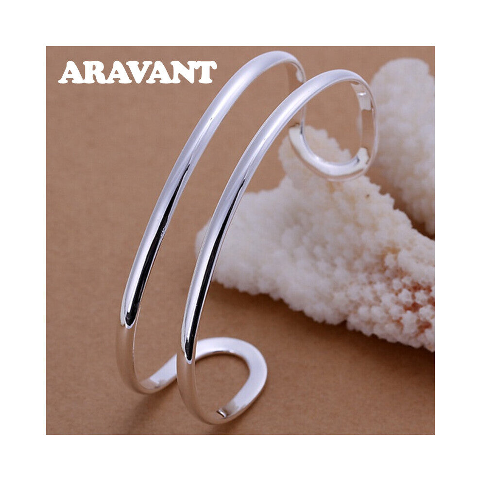 925 Silver Double Line Open Bracelet&Bangle For Women Jewelry