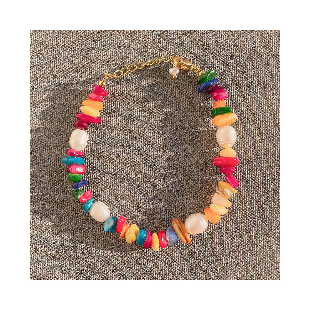 Bracelet Natural Stone Colorful Stone Chip Bracelets Gravel Bangle for Women Girl Fine Jewelry