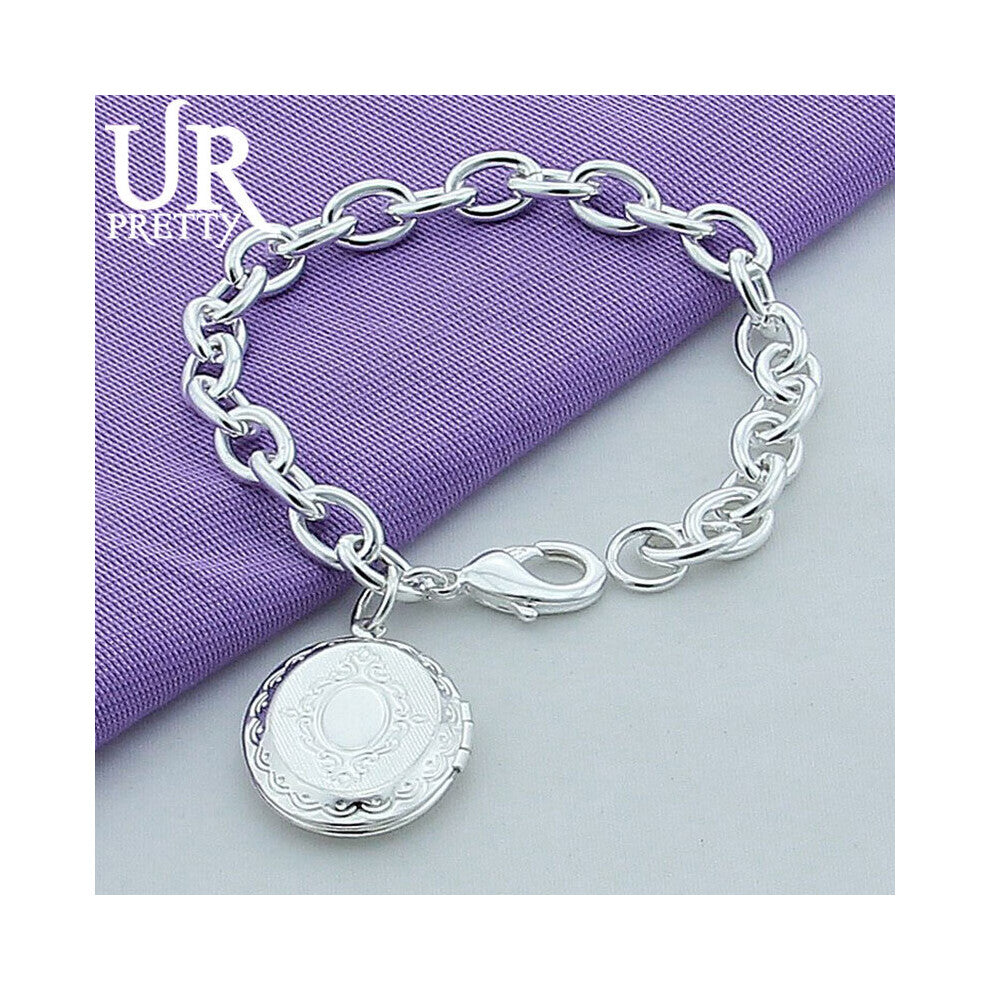 925 Sterling Silver Oval Photo Frame Chain Bracelet For Man Women Wedding Engagement Party Charm Jewelry