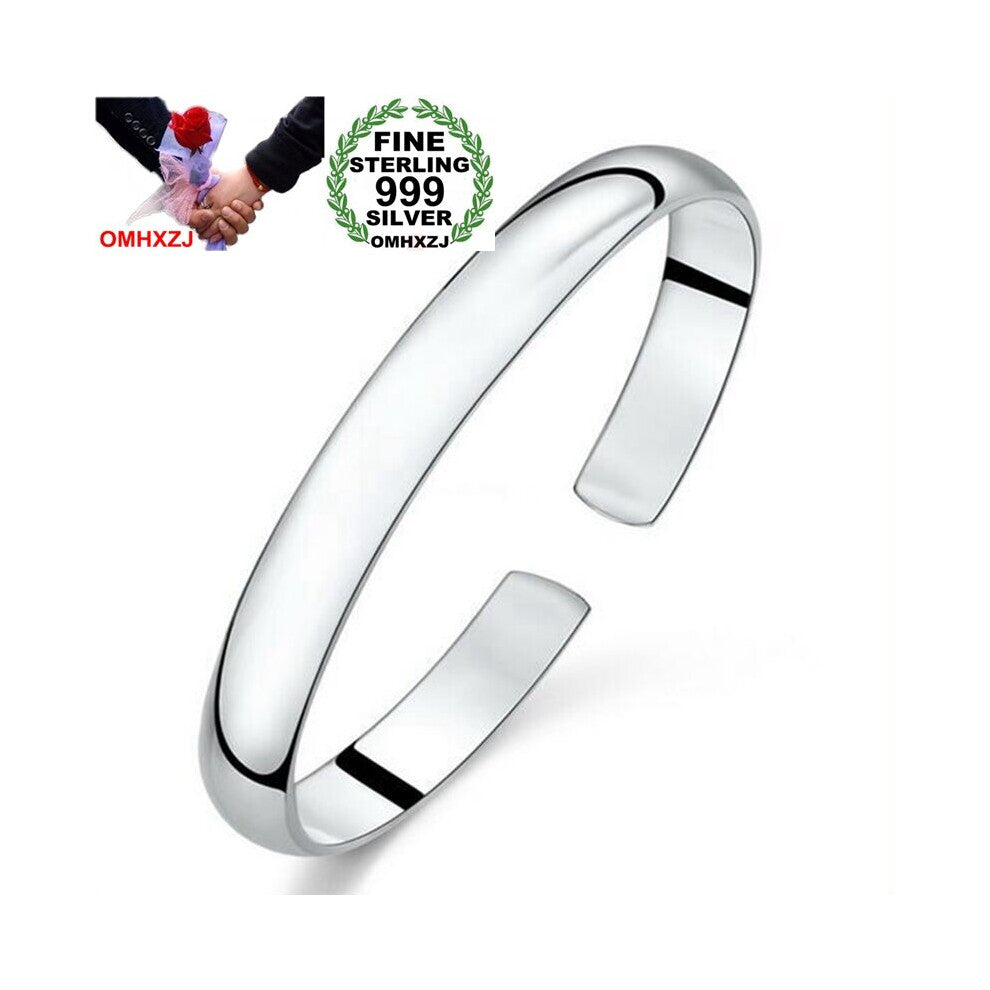 Chinese Woman Child Glossy Heart Sutra 999 Sterling Silver Bracelet Bangles Open Adjustable SZ50
