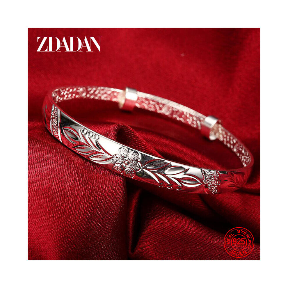 925 Sterling Silver The Pattern Carved Cuff Bracelet&Bangle For Women Anniversary Jewelry Party Gift