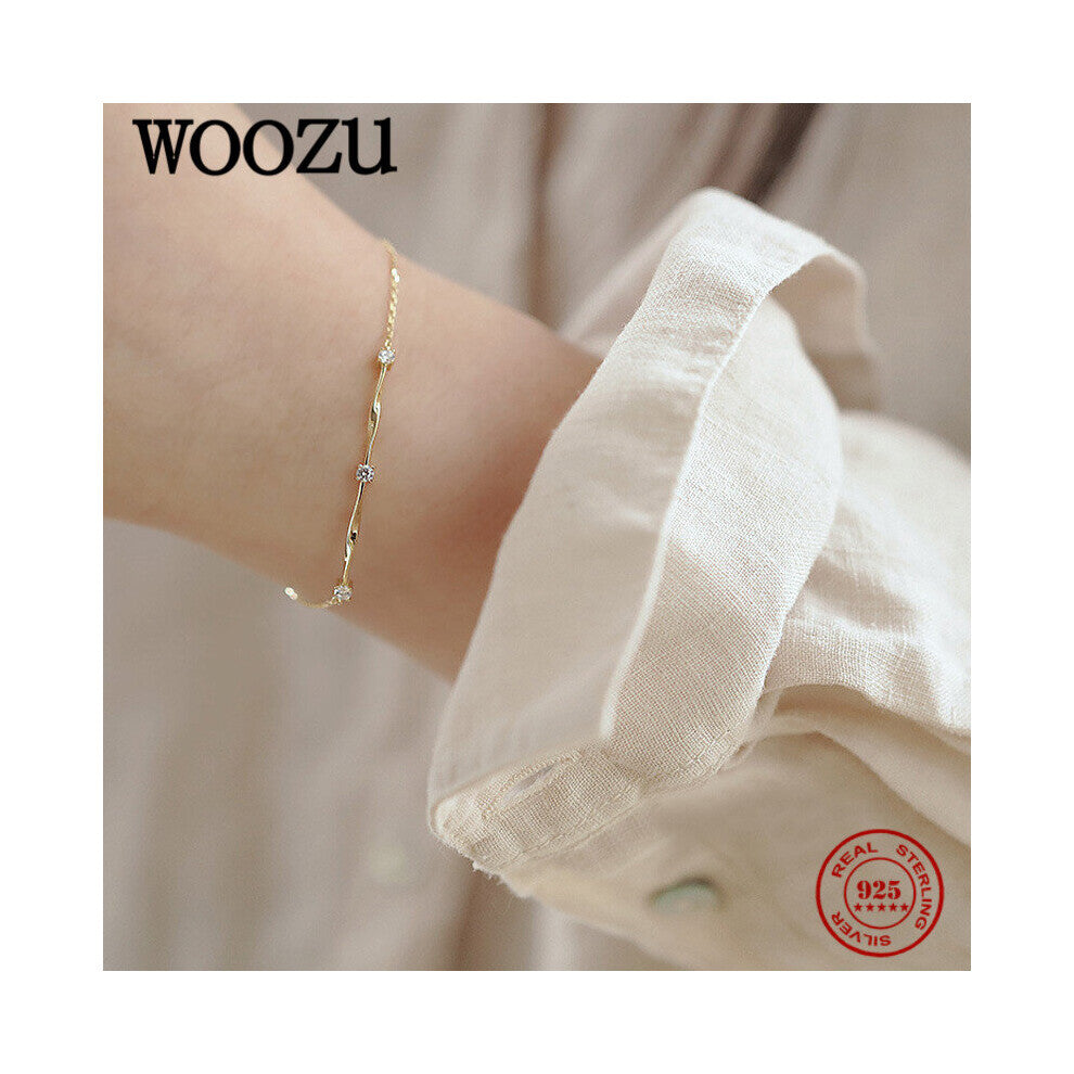 925 Sterling Silver Wave Zircon Link Chain Charm Bracelet&Bangle 14k Plated Teen Jewelry Accessories