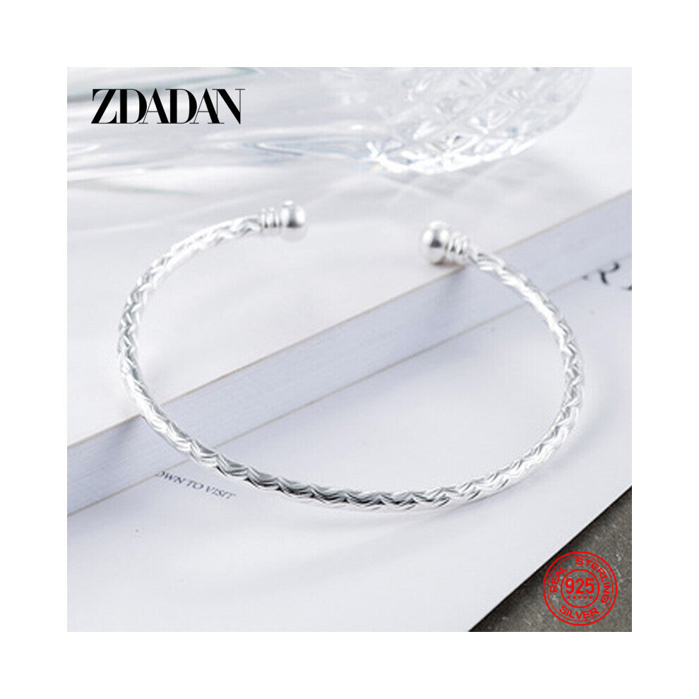 925 Sterling Silver 18K Open Cuff Bracelet&Bangle For Women Wedding Jewelry Gift