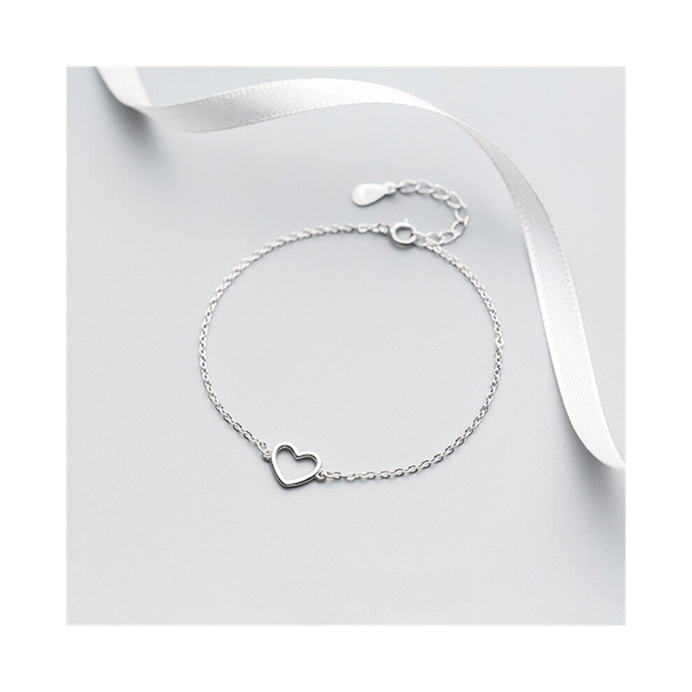 100% 925 Sterling Silver Jewelry Love Heart Cross Chain Bracelet&bangle For Women Minimalism Office Accessories