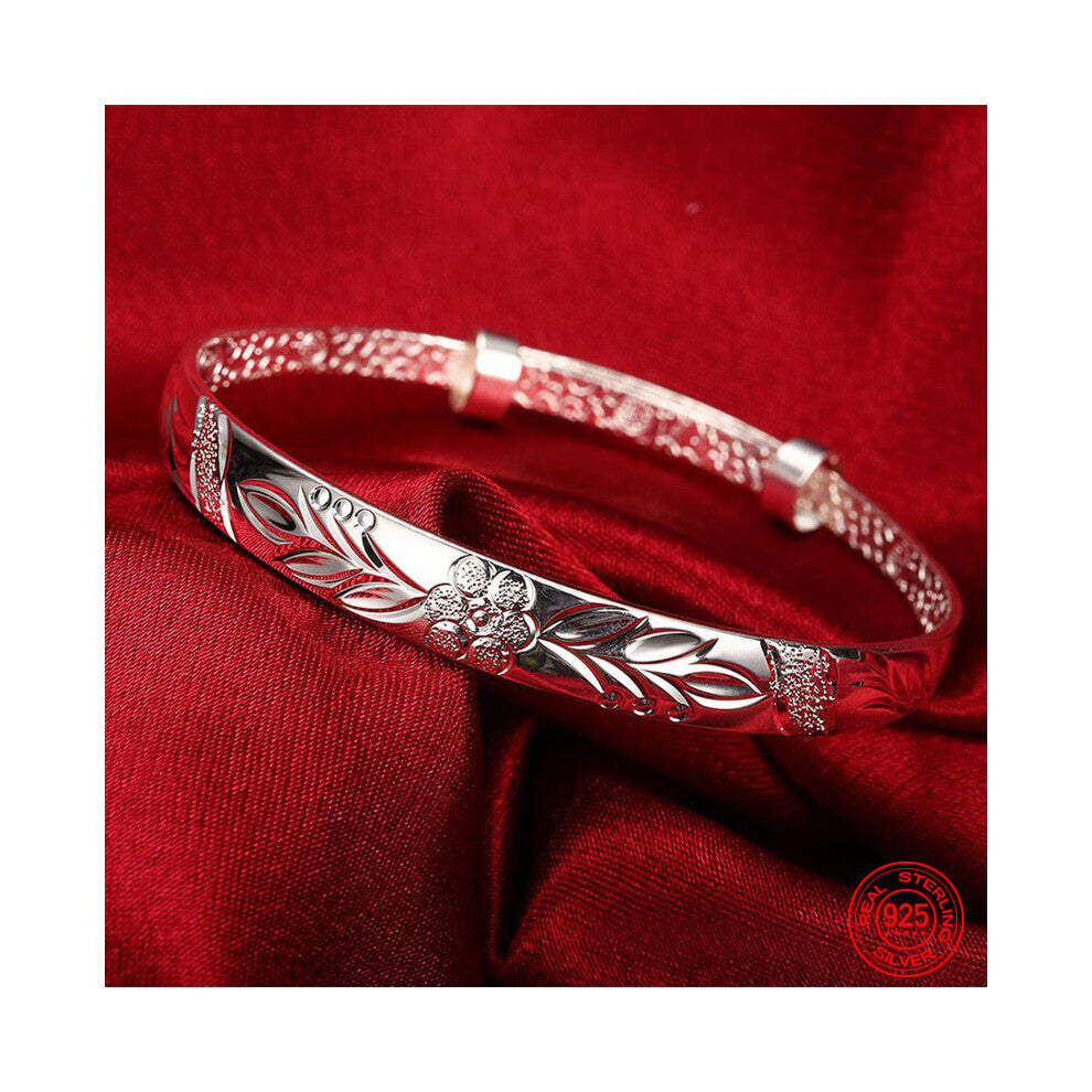 925 Sterling Silver The Pattern Carved Cuff Bracelet&Bangle For Women Anniversary Jewelry Party Gift