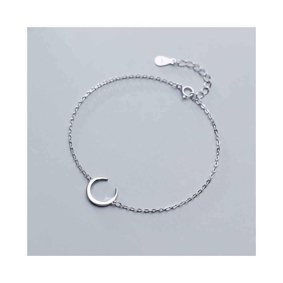 Real 925 Sterling Silver Minimalist MoonBracelet For Women Party Fine Jewelry Chain Accessories Gift