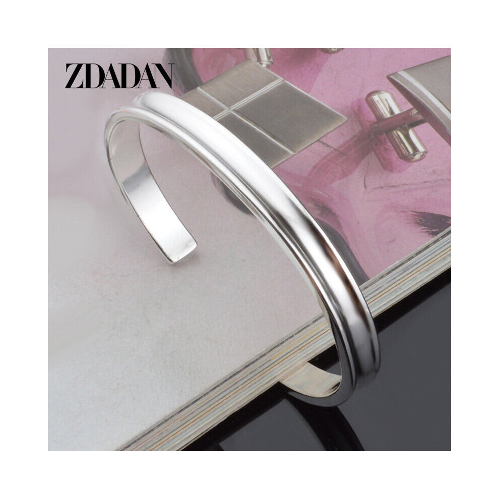 925 Sterling Silver Smooth Cuff Bangles&Bracelet For Women Party Jewelry