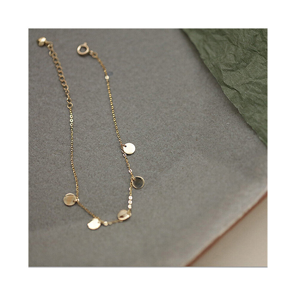 925 Sterling Silver Personality Glossy Small Disc Bracelet Women Charm INS Hot Jewelry