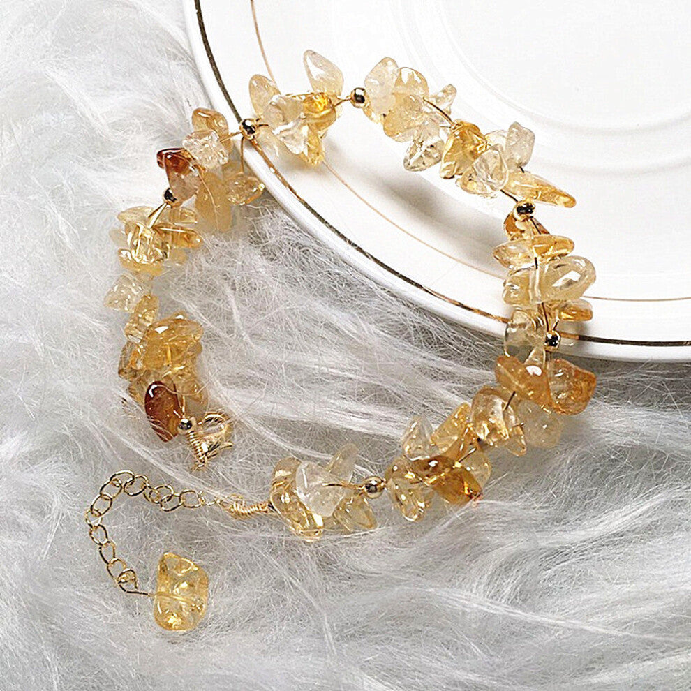 Natural Gem Stone Irregular Chipped Gravel Quartz Beads Bracelet Citrines Bracelet Healing Lucky Jewelry Femme Love Gift