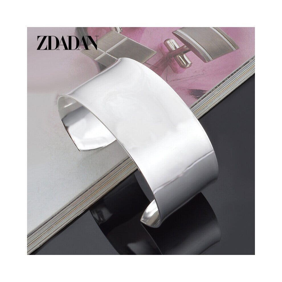 925 Sterling Silver Smooth Open Big Bangles&Bracelet For Men Women Silver Jewelry