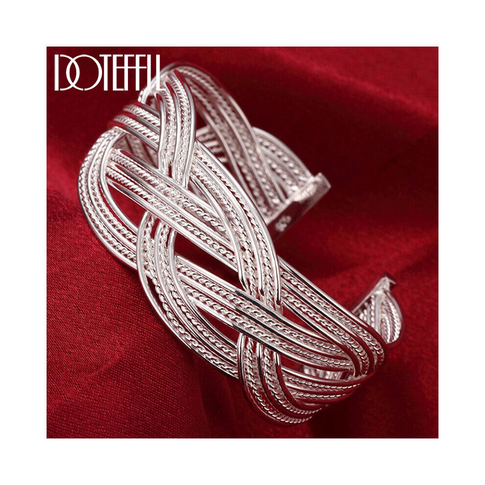 925 Sterling Silver Intertwined Bangle Bracelet For Woman Wedding Engagement Charm Party Jewelry