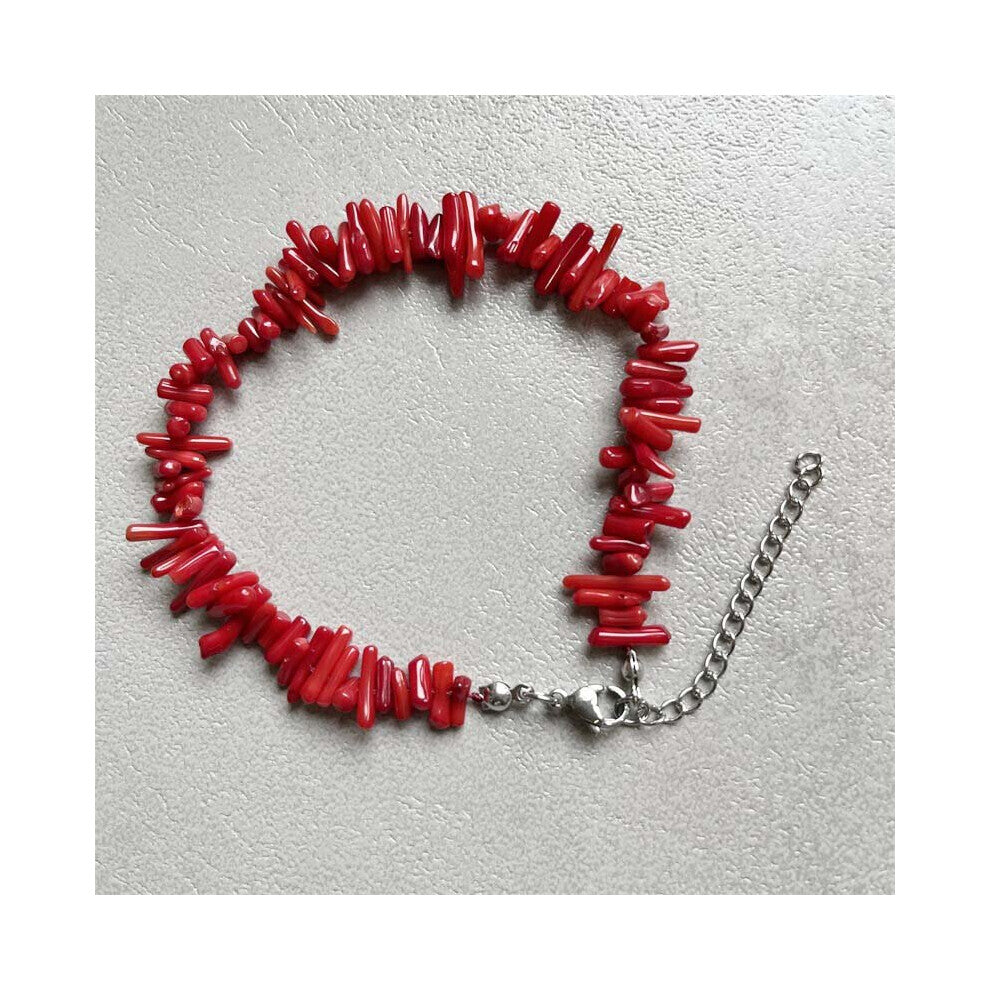Natural Irregular Coral Stone Bracelet Branch Plantlet Freeform Jewelry Vintage Seedlings Classic Beaded Chain Strand Gift