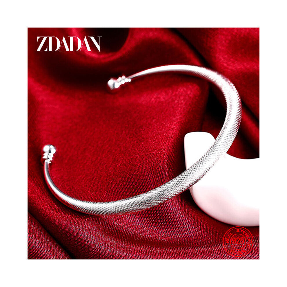 925 Sterling Silver Open Cuff Bracelet&Bangles For Women Jewelry Wedding