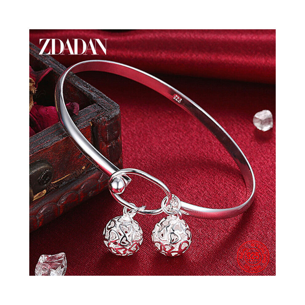 925 Sterling Silver Double Balls Bracelet&Bangle For Women Wedding Jewelry Party Gift