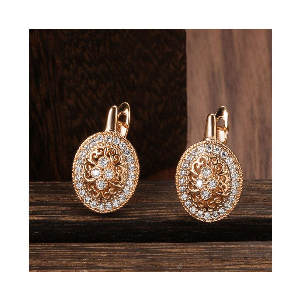 Vintage Zircon Drop Earrings 585 Rose Women Oval Geometric Classic Hoops Earrings Wedding Jewelry Earrings