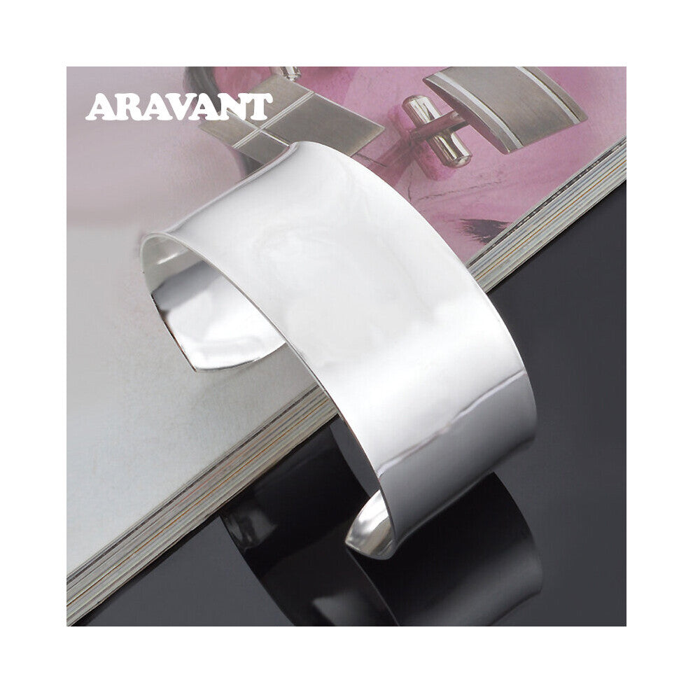 925 Silver 30mm Big Smooth Bracelet&Bangle For Men Women Couple Jewelry
