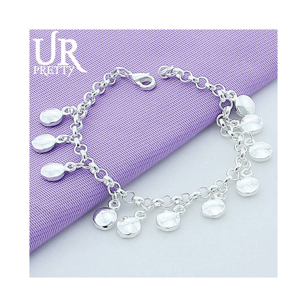 925 Sterling Silver Round Bean ChainBracelet For Woman Wedding Engagement Charm Jewelry