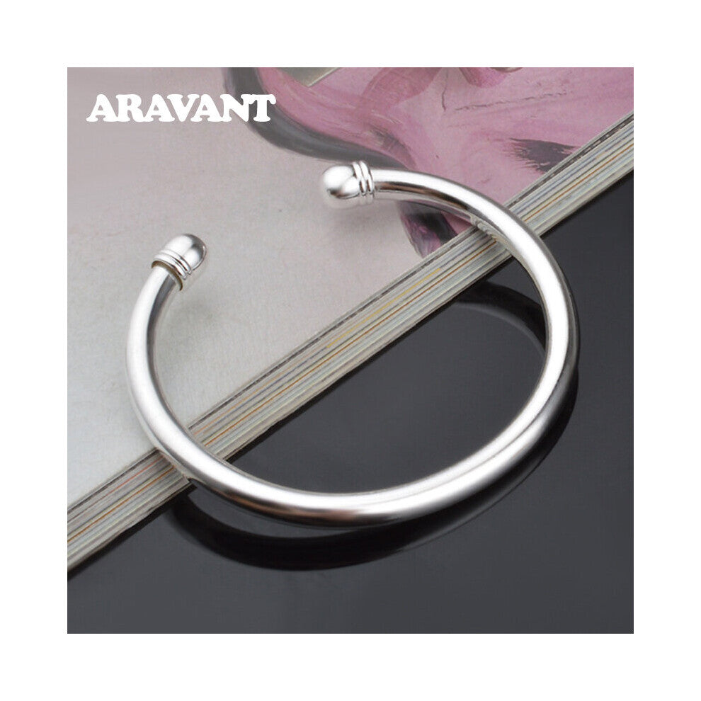 925 Silver 5MM Double Bead Open Cuff Bracelets&Bangles For Women Anniversary Silver Jewelry