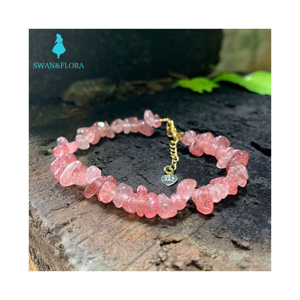 Natural Strawberry Quartz Bracelet Stone Irregular Jewelry For Women Crystals Brazil Chip Jewelry