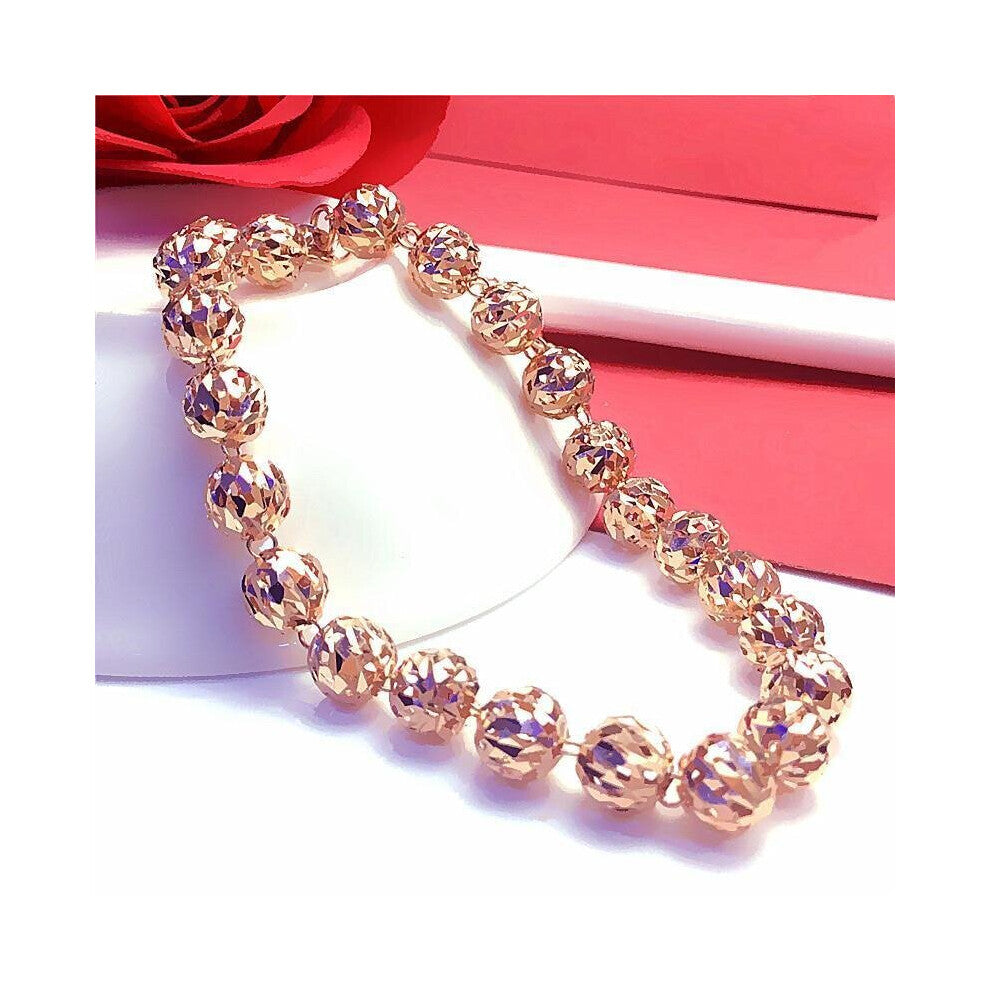 14K rose hollowed out multi-beadsbracelets for women glamour 585 purple wedding party jewelry
