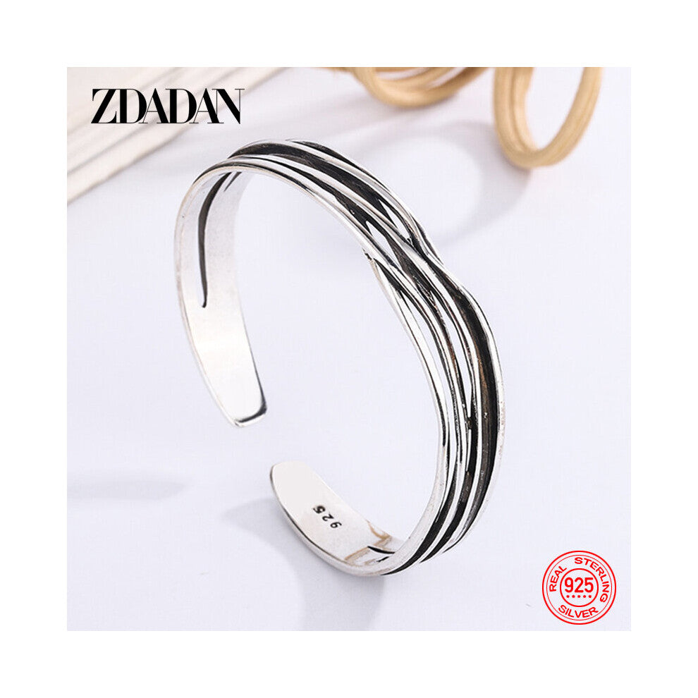 925 Sterling Silver Vintage Weave Adjustable Bracelet&Bangle For Women Jewelry