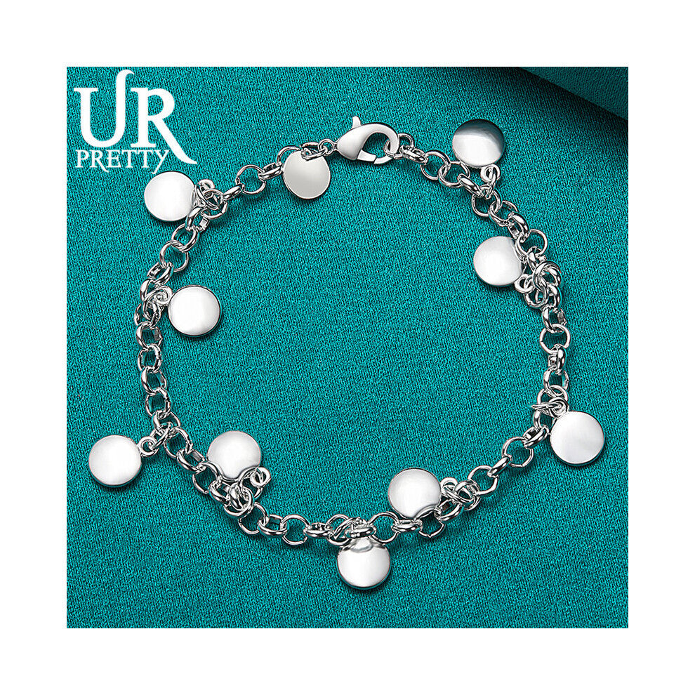 925 Sterling Silver Round Bean ChainBracelet For Woman Wedding Engagement Charm Jewelry