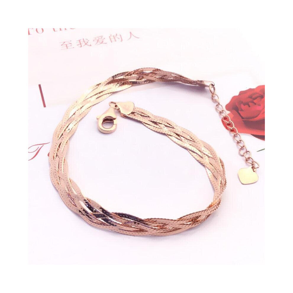 585 Purple Glossy Soft Chain Bracelets For Women Charm 14K Rose Wide Version Light Party Jewelry