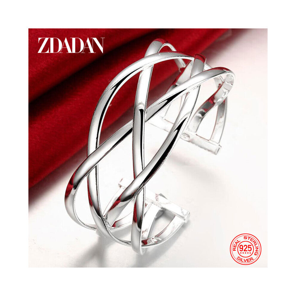 925 Sterling Silver Hollow Open Adjustable Cuff Bracelet&Bangles For Women Wedding Jewelry Party