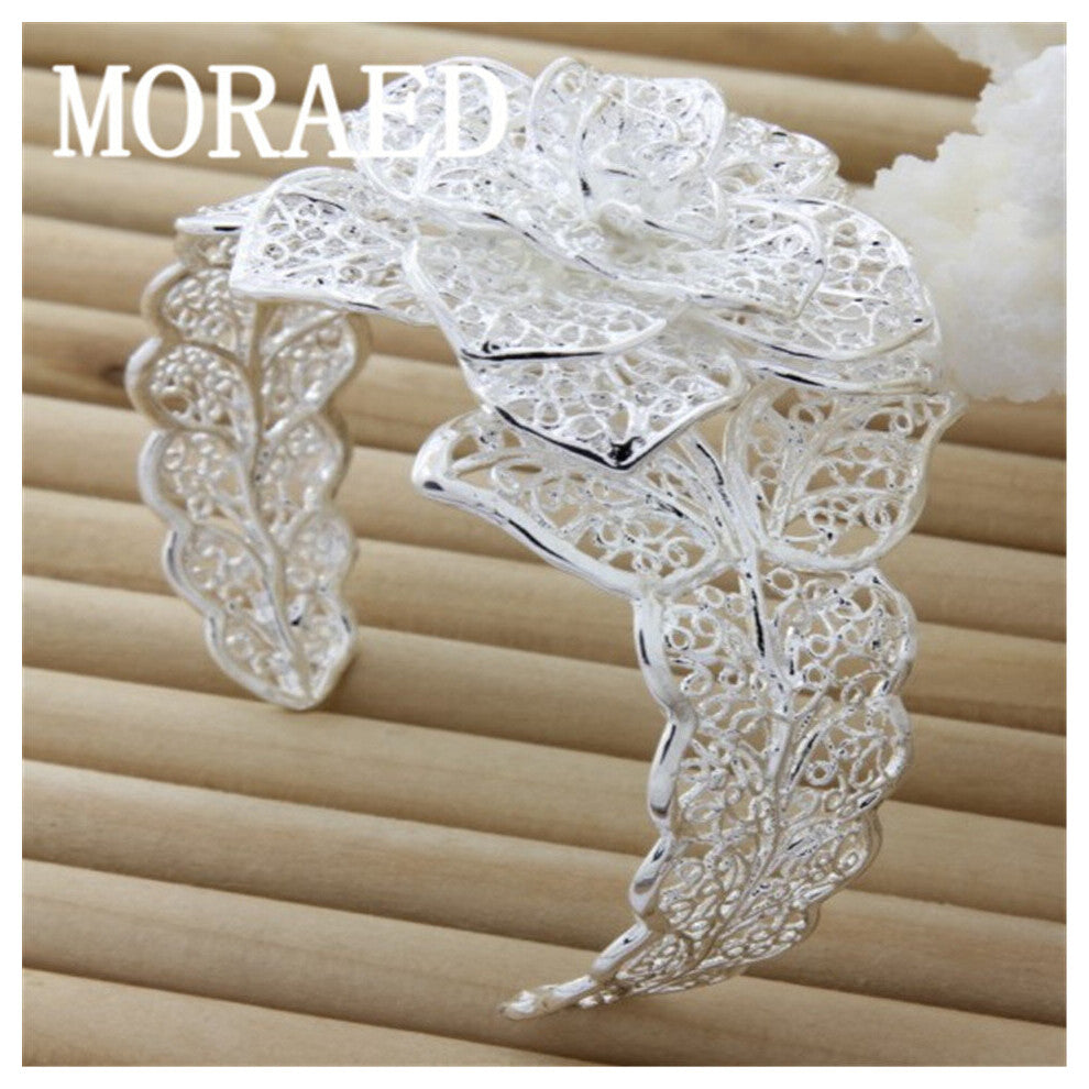 Women'S 925 Sterling Silver Big Open Bangles&Bracelet For Women Wedding Jewelry High Gift