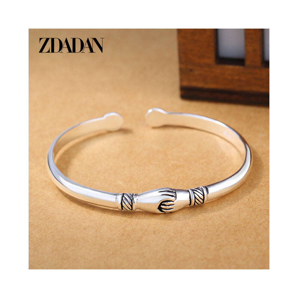 925 Sterling Silver Vintage Handshake Bracelet&Bangle For Women Jewelry Party Gift