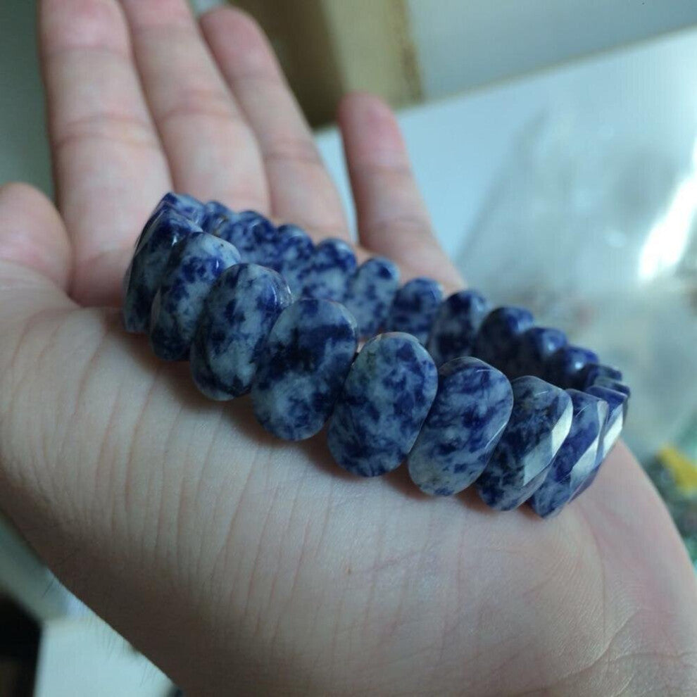 Natural Sodalite Stone Beads Bracelet Natural Gemstone Bangle Fine Jewelry for Woman for Gift !