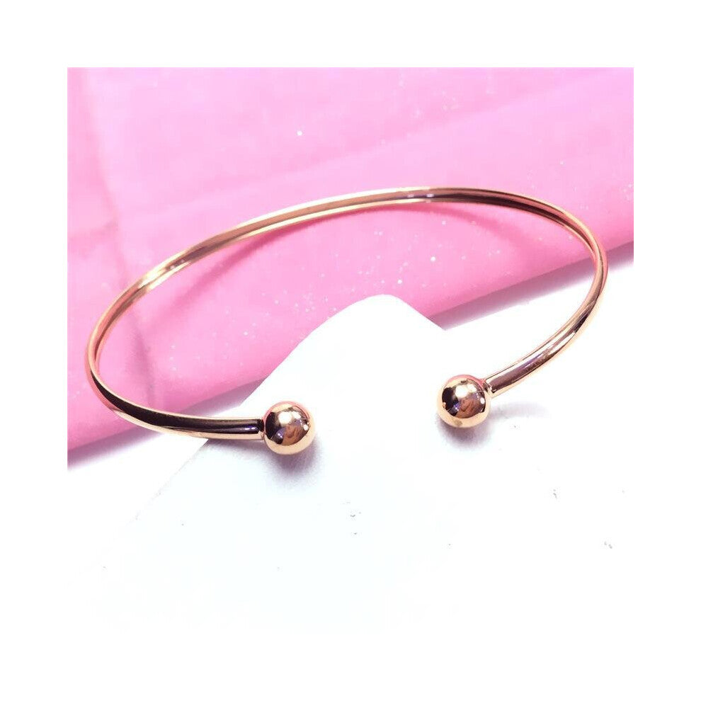 585 Purple Plated 14K Rose Glossy Bead Bracelet For Women Charm Wedding Jewelry Accessories