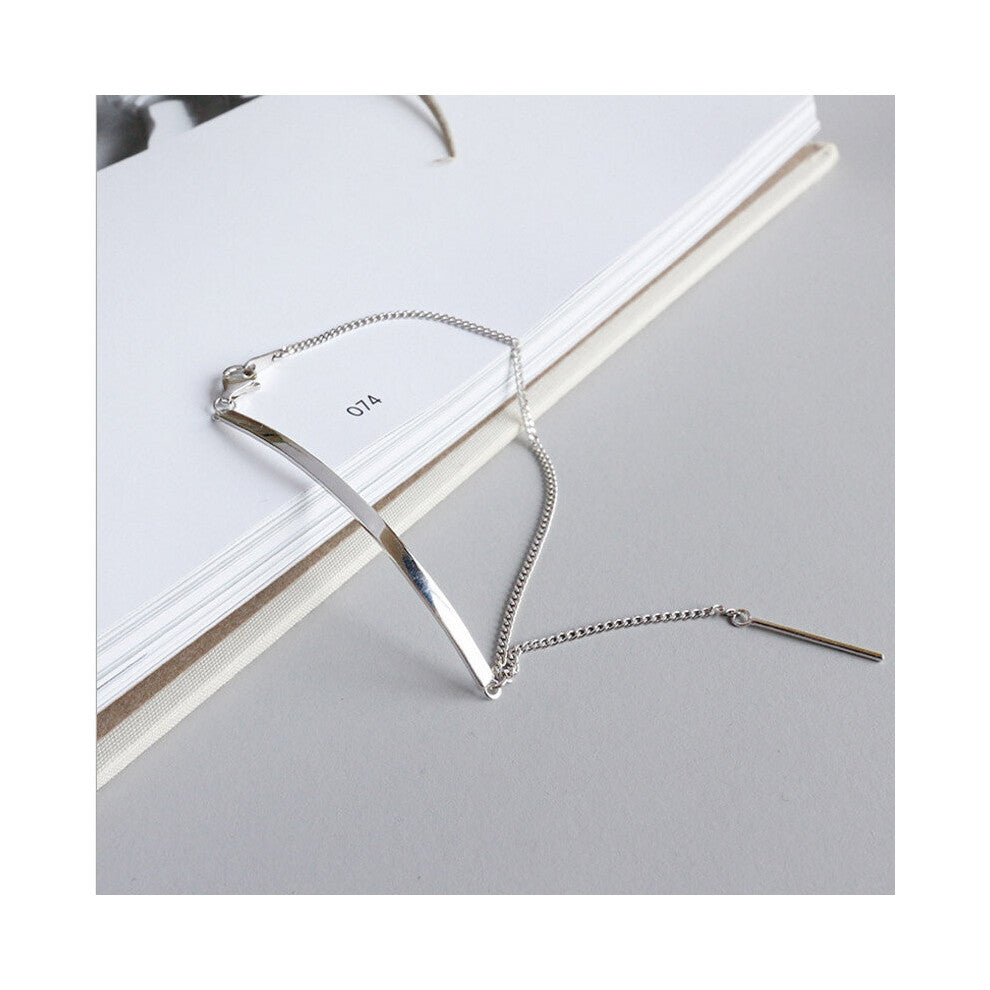 925 Sterling Silver Jewelry Geometric Glossy Geometric Strip Chain Bracelets for Women