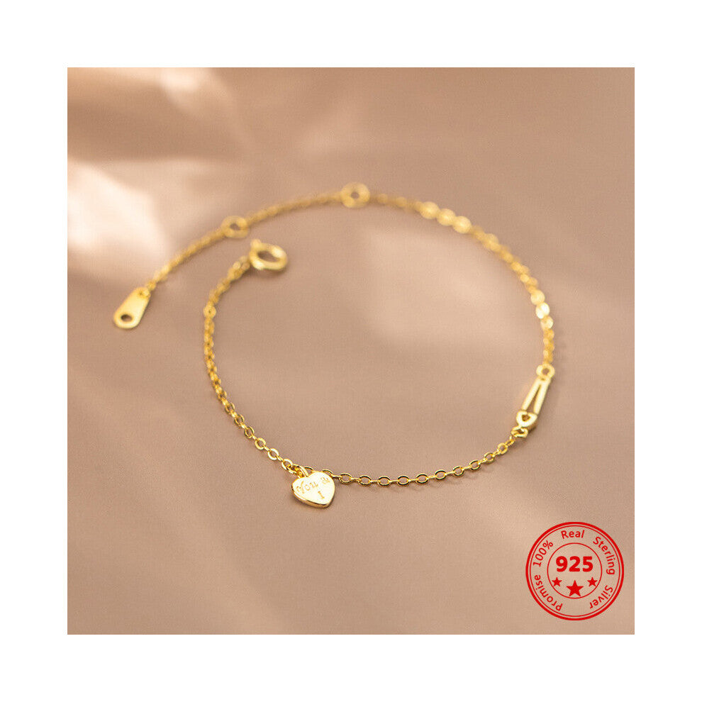 Niche Retro Style 925 Sterling Silver Bracelet English Letters Personality Version Temperament Glossy Love Jewelry