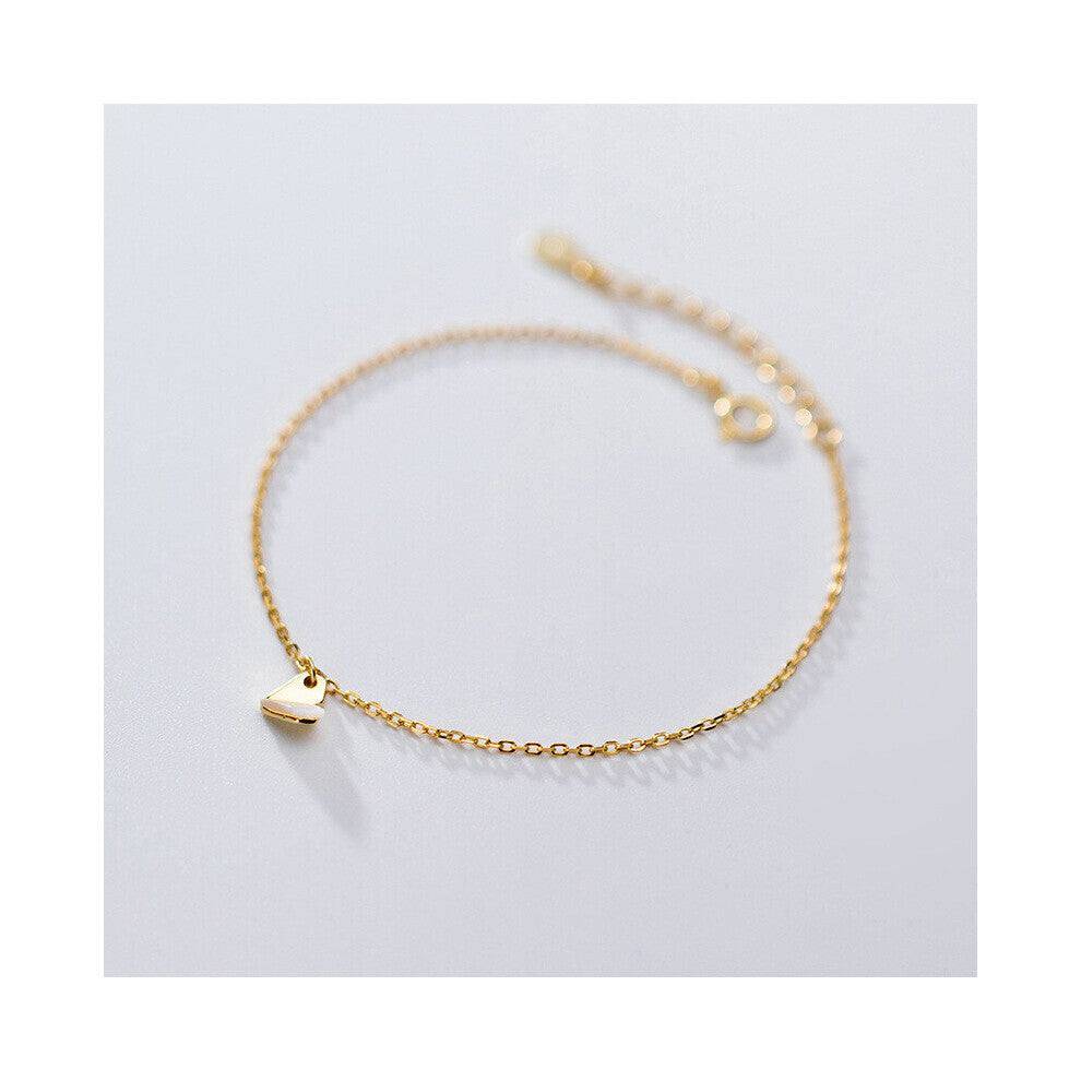 100% 925 Sterling Silver Golden Love Shell Charm Chain Bracelets&Bangle for Women Minimalist Fine Jewelry