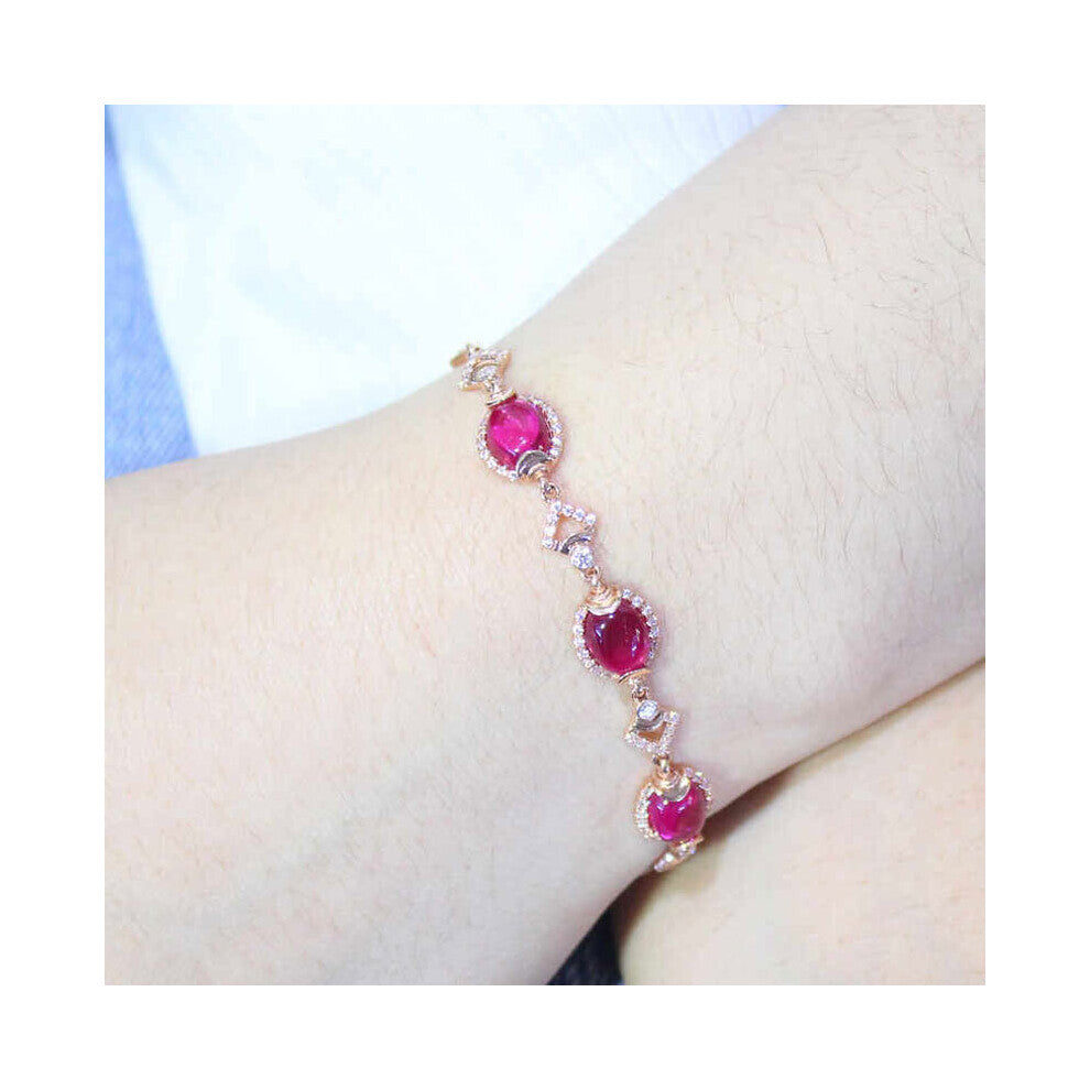 585 purple plated 14K rose glossy ruby charm bracelet for women creative engagement jewelry