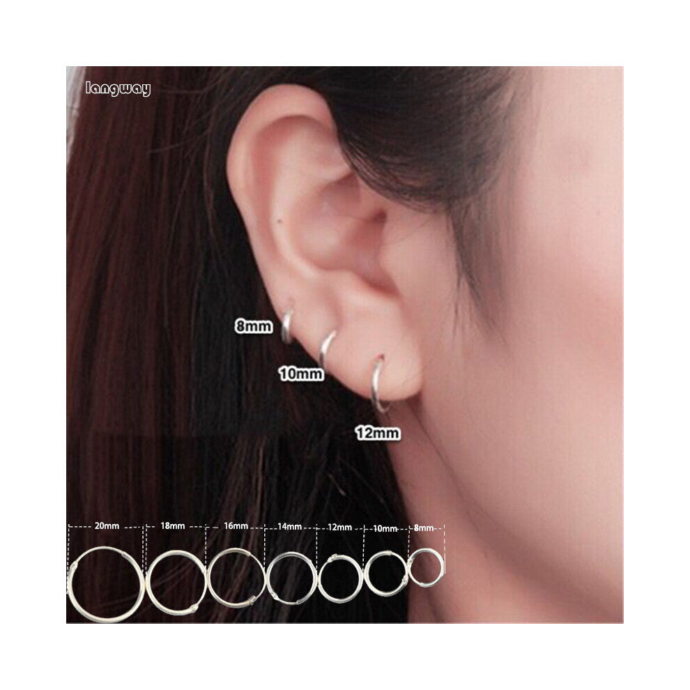Multiple Sizes 925 Sterling Silver Ear Bone Hoop Earrings Bold&Normal&Thin Hoop Earrings Mini Round Circle Earrings Hoops