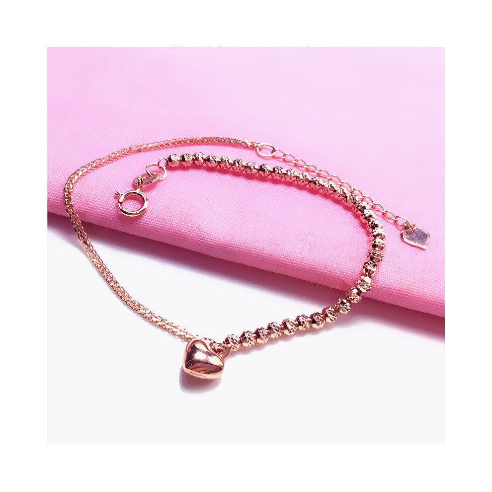 585 Purple Irregular Chain Glossy Heart Bracelet For Women 14K Rose Wedding Jewelry For Girlfriend