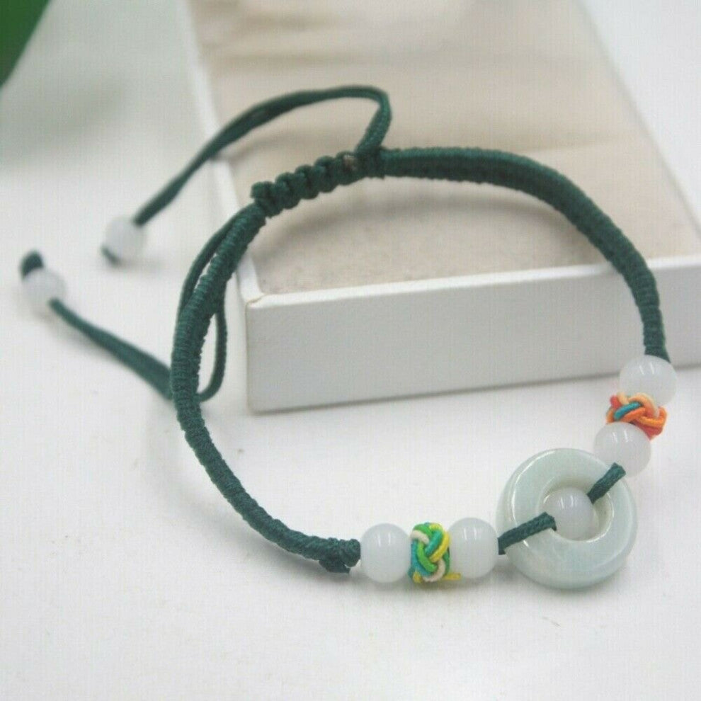 100% Natural Jade-Jadeite Lucky Green Knitted Glossy Circle Round Loose Beads Bracelet Gift
