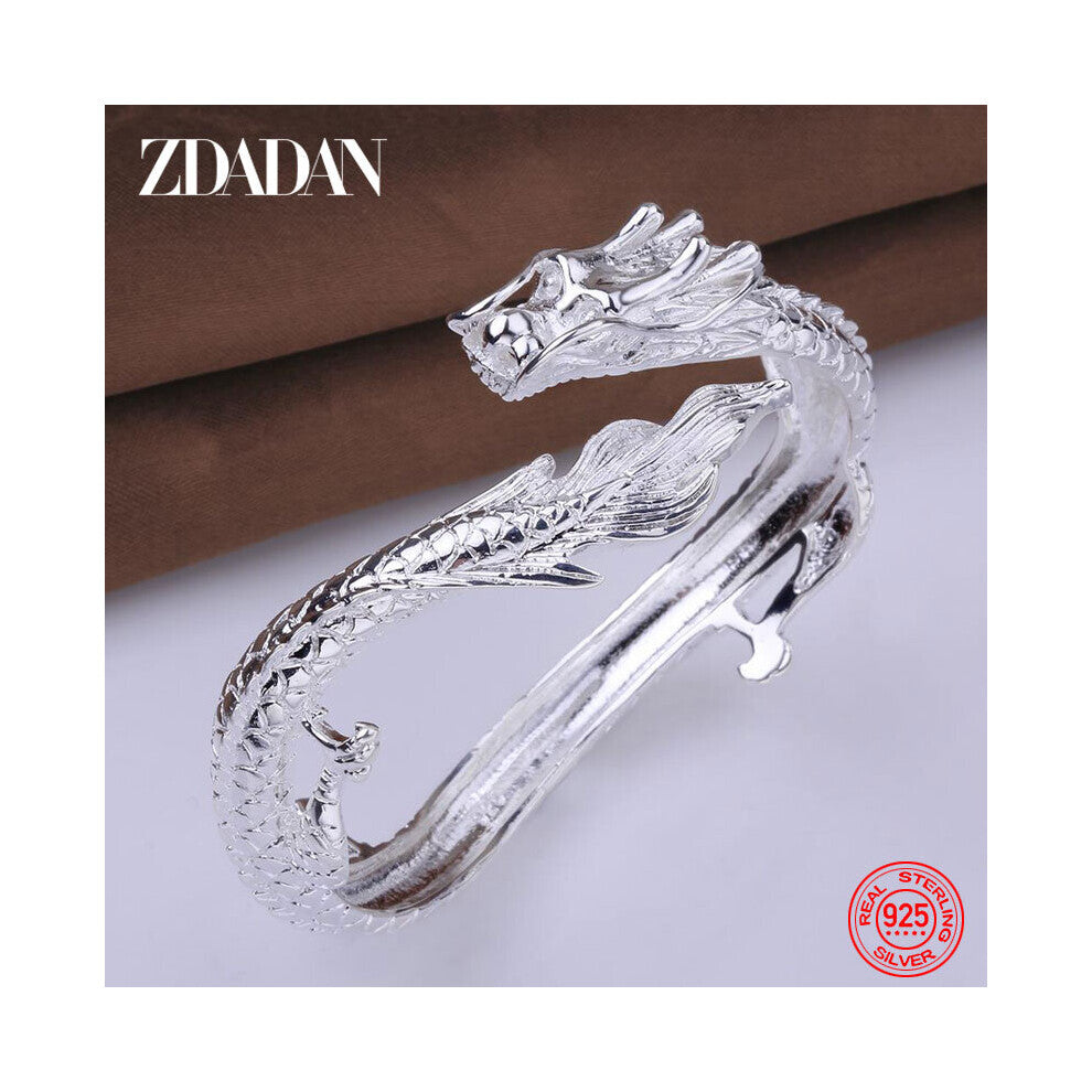 925 Sterling Silver Dragon Open Cuff Bracelet&Bangles For Women Jewelry Wedding