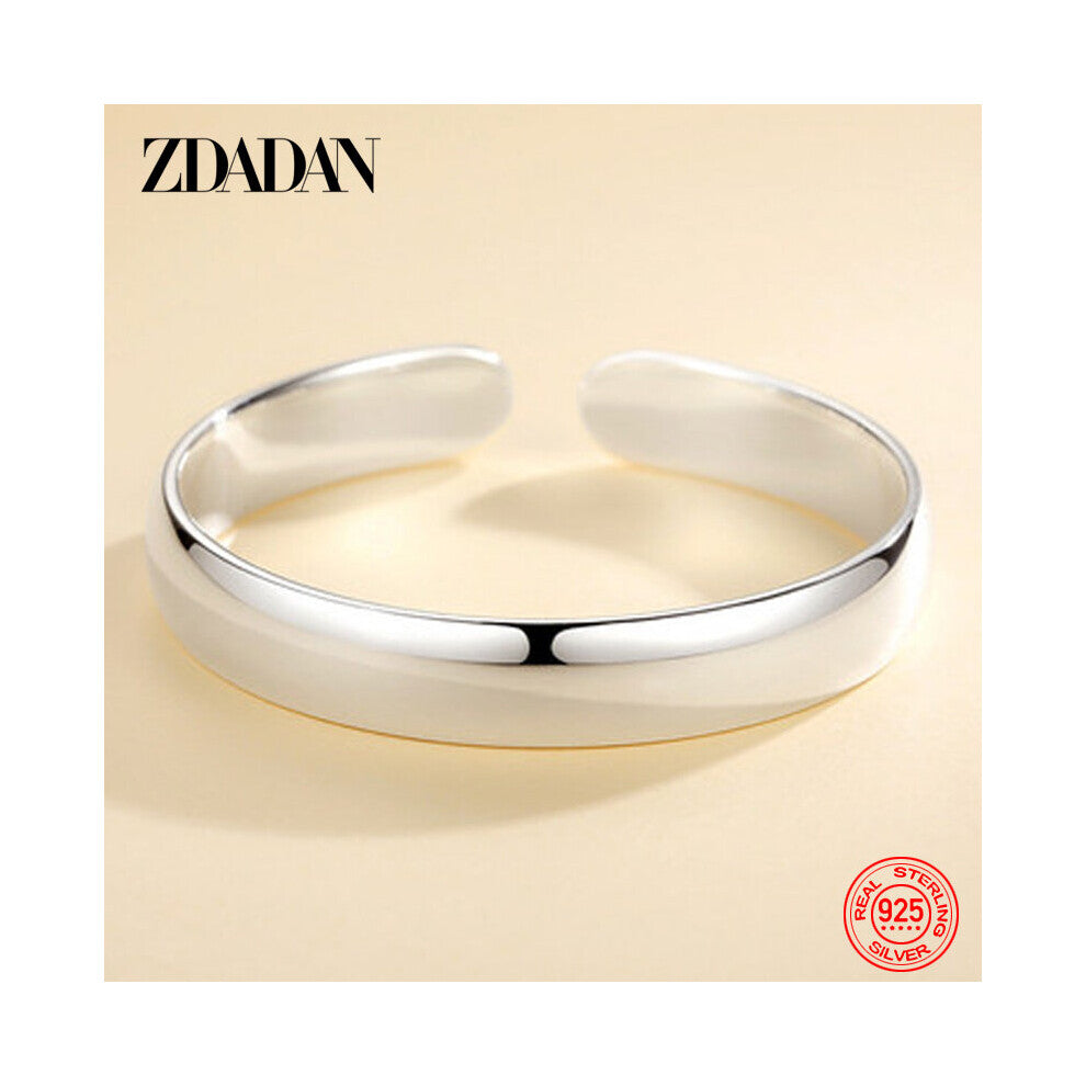925 Sterling Silver 10MM Smooth Open Cuff Bracelet& Bangle For Women Charm Wedding Jewelry Gift