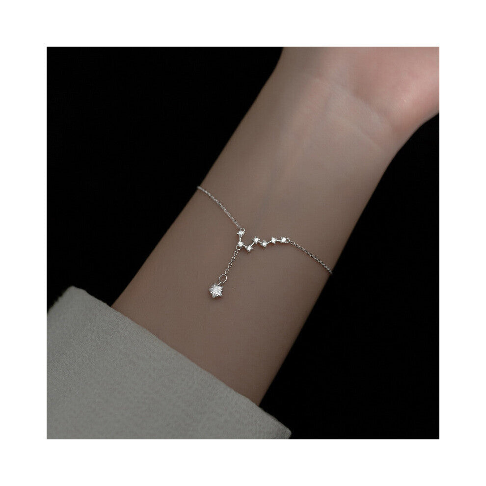 925 Sterling Silver Galaxy Stars Swing Clear CZ Link Chain Bracelet Female Jewelry For Women Accessories